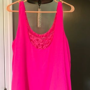 Rachel Roy hot pink lace lined tank top